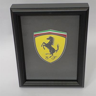 Ferrari Shield Badge Art Picture Hardwood Black Frame