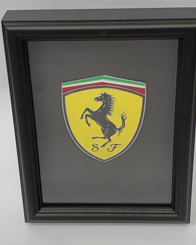 Ferrari Shield Badge Art Picture Hardwood Black Frame