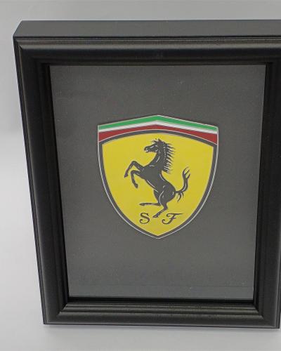 Ferrari Shield Badge Art Picture Hardwood Black Frame