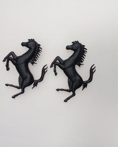Set of 2 Ferrari Prancing Horse Matte Black Badge Copper Emblem 7*4.8CM(Fit Many)