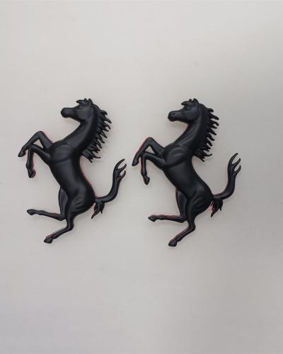 Set of 2 Ferrari Prancing Horse Matte Black Badge Copper Emblem 7*4.8CM(Fit Many)