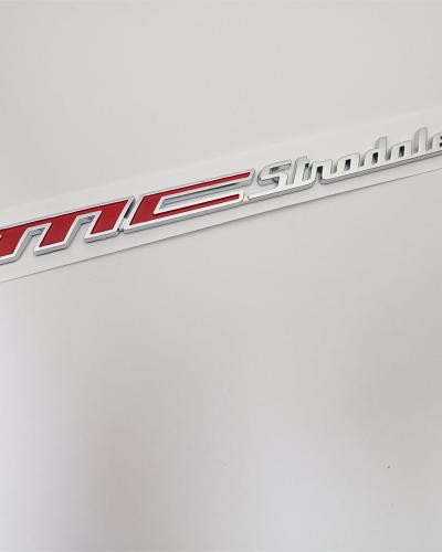Maserati MC STRADALE Badge Silver Red Rear Trunk Emblem