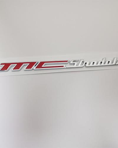 Maserati MC STRADALE Badge Silver Red Rear Trunk Emblem