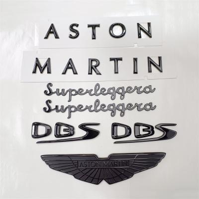 Aston Martin DBS Superleggera Gloss Black Chrome Badge Set - Black Emblem