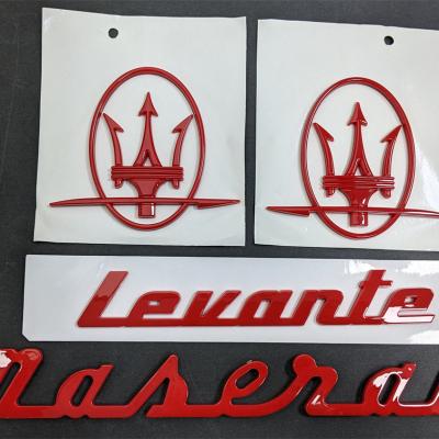 Maserati Quattroporte GranTurismo Ghibli Levante Red Side Logo Emblem Badge Set