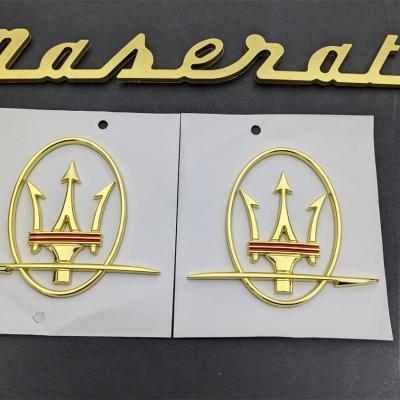 Maserati Quattroporte GranTurismo Ghibli Levante Gold Side Logo Emblem Badge Set