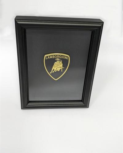 Lamborghini Badge Art Picture Hardwood Black Frame