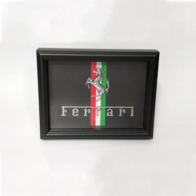 Ferrari Chrome Badge Art Picture Hardwood Black Frame