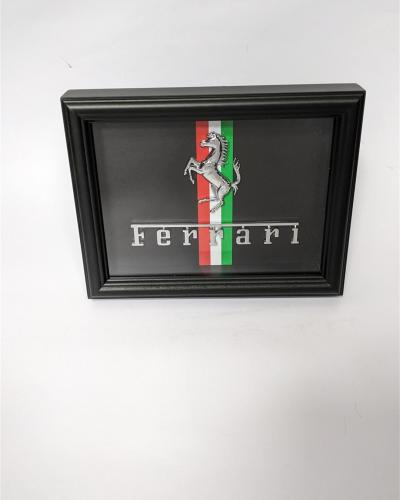 Ferrari Chrome Badge Art Picture Hardwood Black Frame