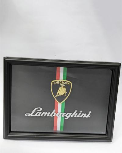 Lamborghini Emblem Wooden Glass Frame – Luxury Automotive Display