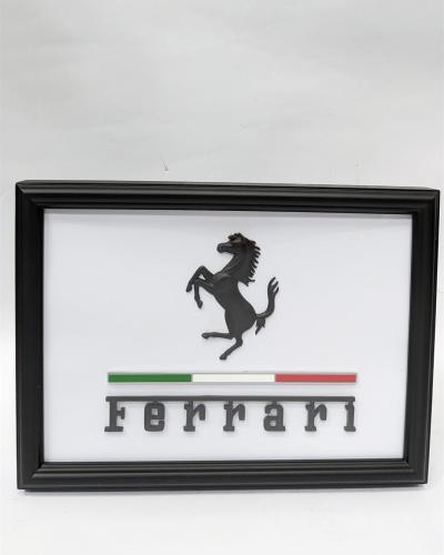 Ferrari Emblem Wooden Glass Frame – Luxury Automotive Wall Decor