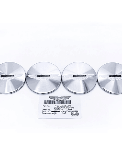 Aston Martin Center Cap Wheel Genuine Black/Silver OEM HY53-1A096-FA-PK Set