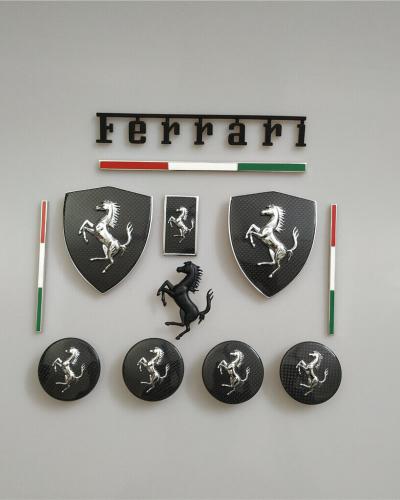 Ferrari F8 Tributo&Spider Carbon Fiber Shield badge&Flag&Horse&Wheel Caps Kit