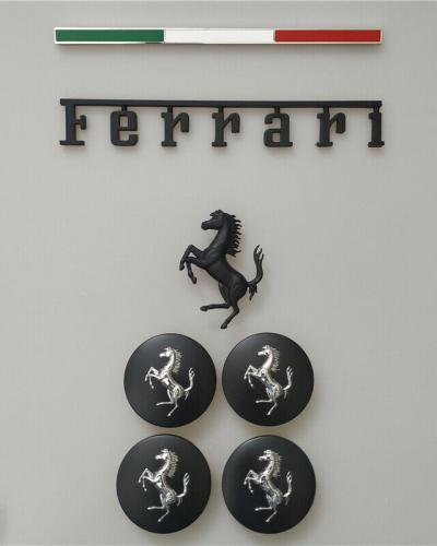 Ferrari F8 Italy badge&Rear Horse Badge Script & Wheel Caps Matte Black Kit