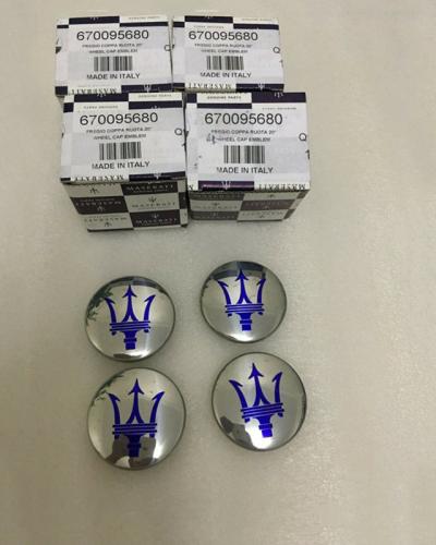 Maserati 2017 Quattroporte Chrome Blue Wheel Cap OEM Kit 670095680