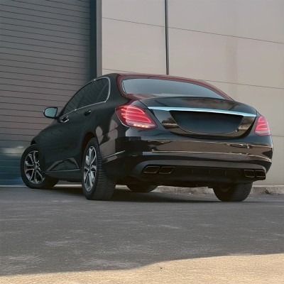 63 Style Black Rear Diffuser And Exhaust Tips Compatible With Mercedes C-Class/C43 (W205/S205)