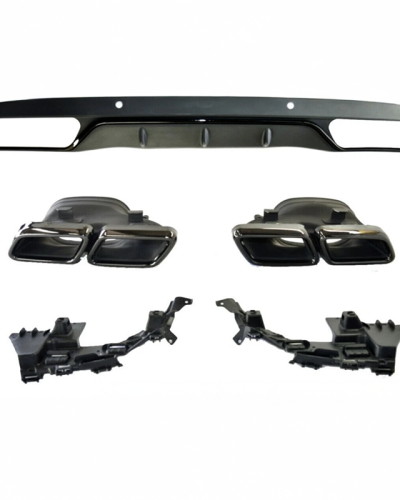 63 Style Black Rear Diffuser And Exhaust Tips Compatible With Mercedes C-Class/C43 (W205/S205)